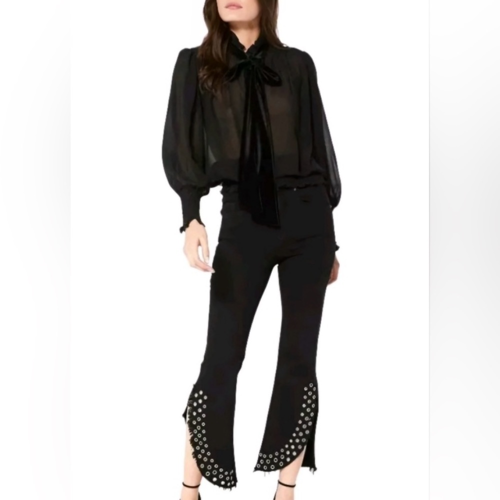 MISA Los Angeles Super Star Crop Flare Black Wash NWT Sz 27